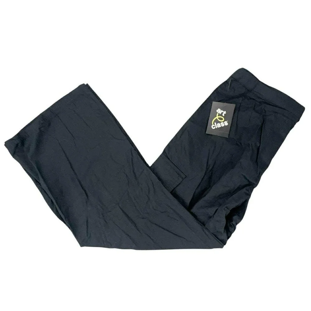 Art Class Girls Black Twill Cargo Pants Adjustable Waist XL Utility Trousers NEW